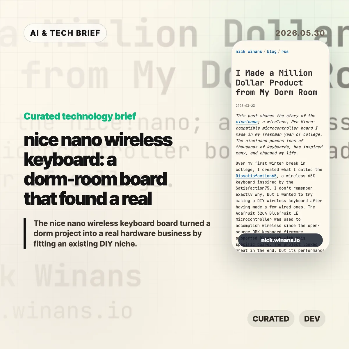nice nano wireless keyboard: a dorm-room board that found a real market