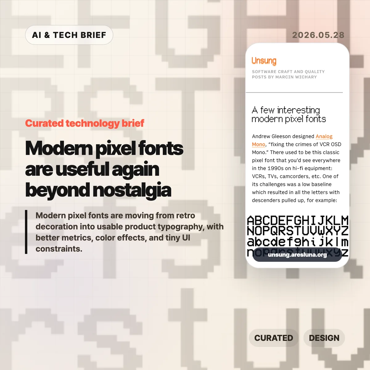 Modern pixel fonts are useful again beyond nostalgia