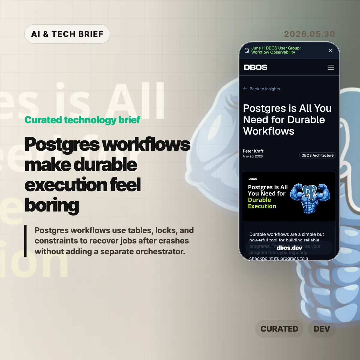 Postgres workflows make durable execution feel boring