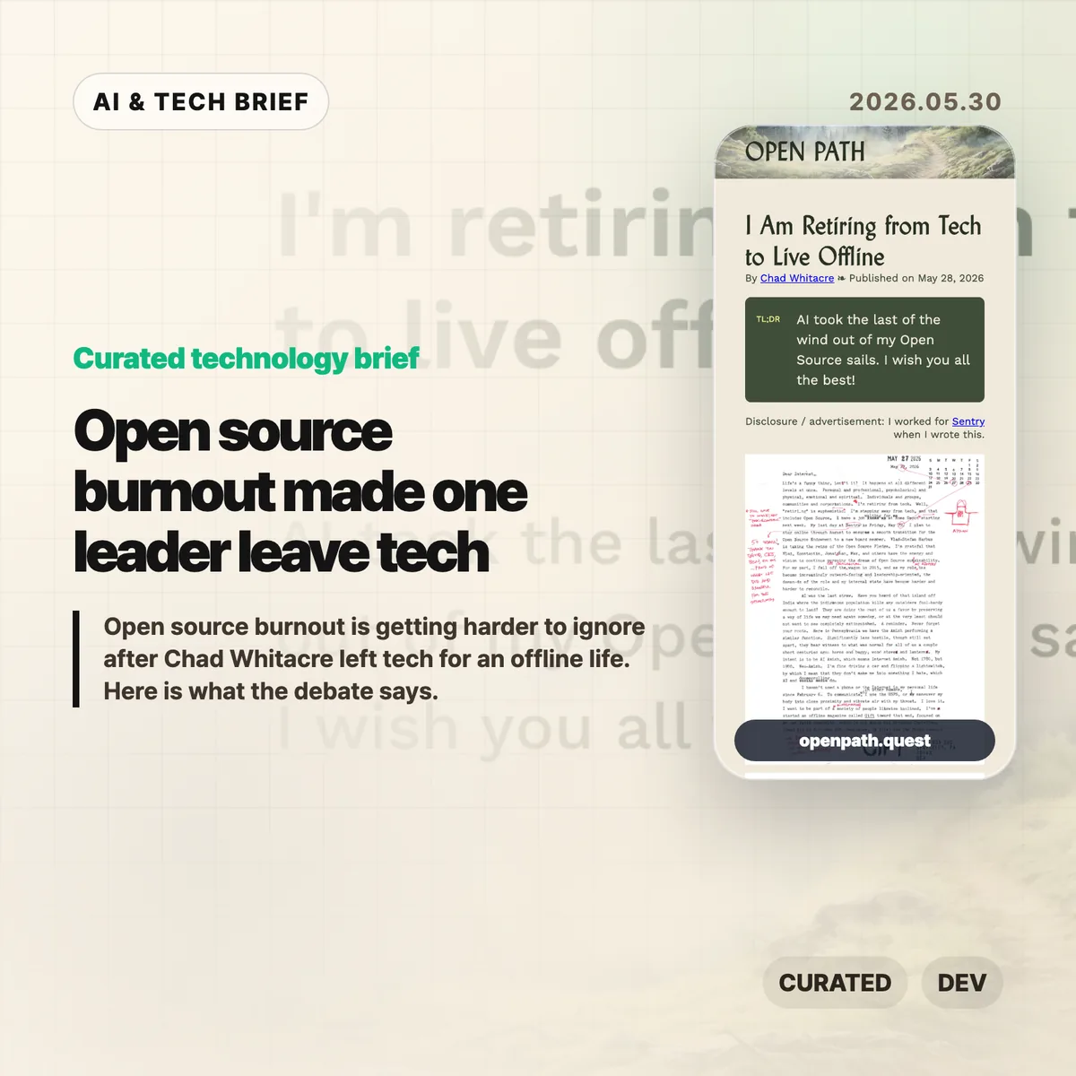 Open source burnout made one leader leave tech