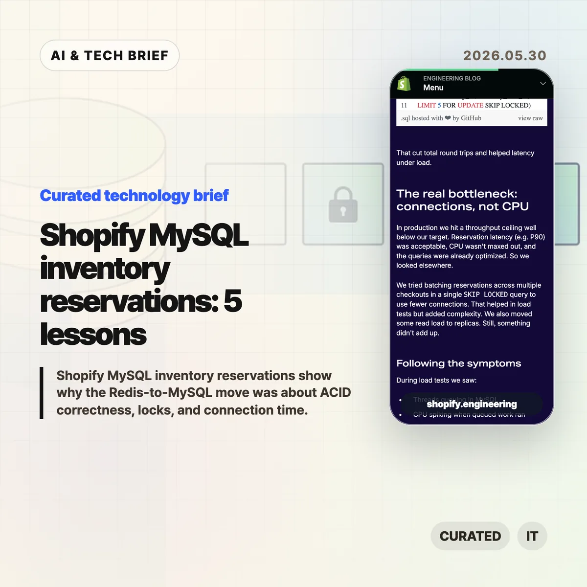 Shopify MySQL inventory reservations: 5 lessons