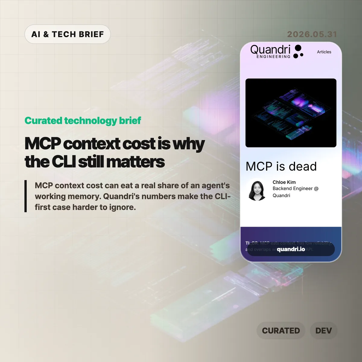 MCP context cost is why the CLI still matters