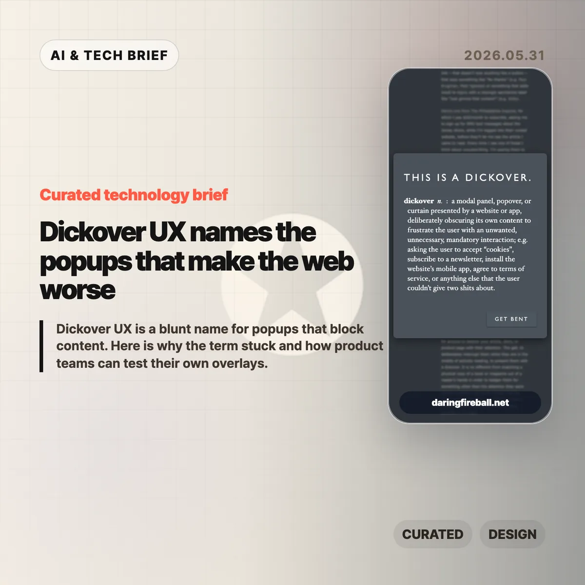 Dickover UX names the popups that make the web worse