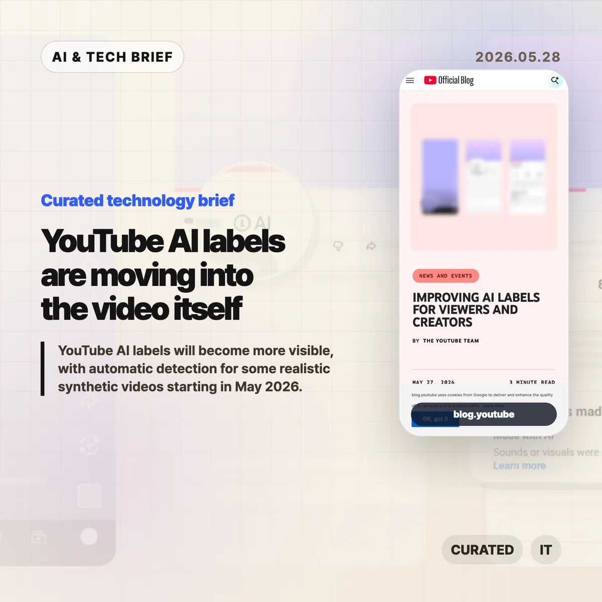 YouTube AI labels are moving into the video itself