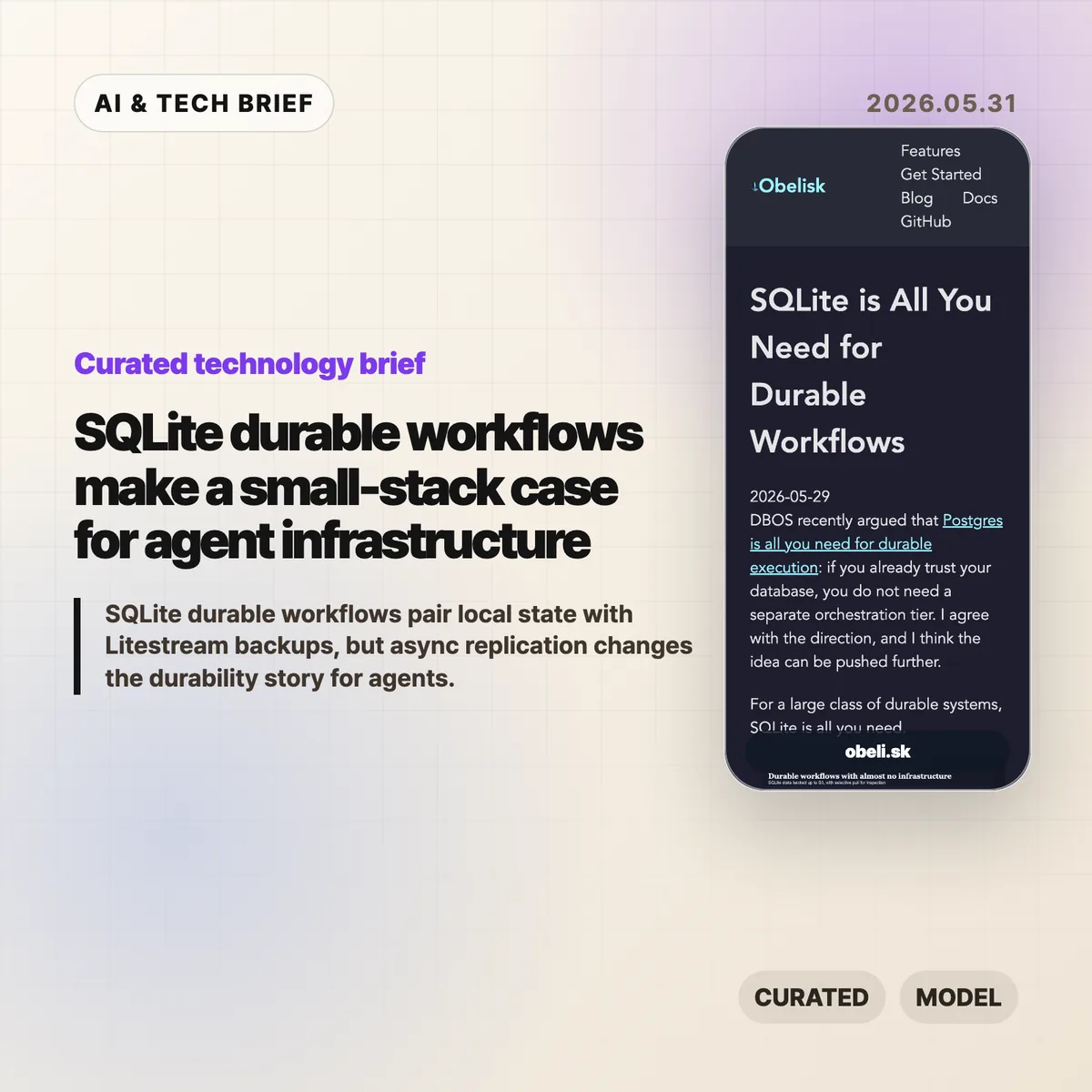 SQLite durable workflows make a small-stack case for agent infrastructure