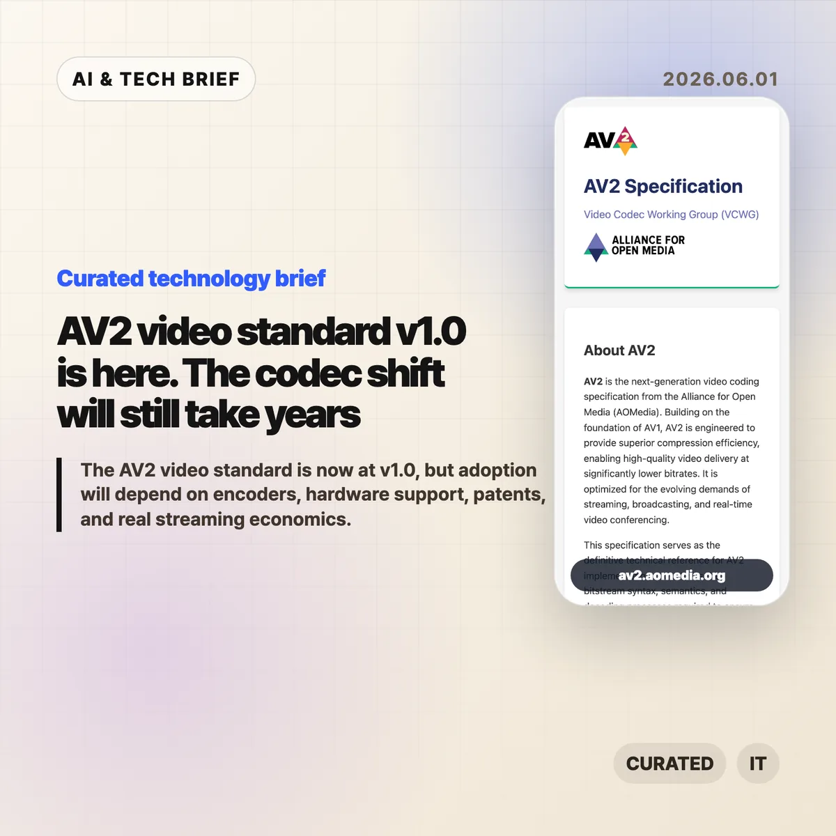 AV2 video standard v1.0 is here. The codec shift will still take years