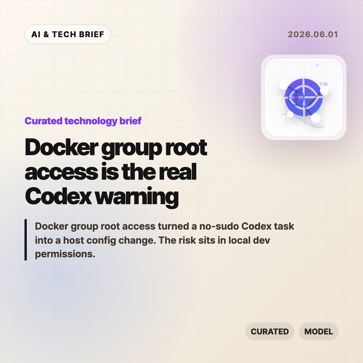 Docker group root access is the real Codex warning