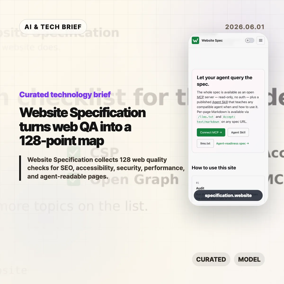 Website Specification turns web QA into a 128-point map