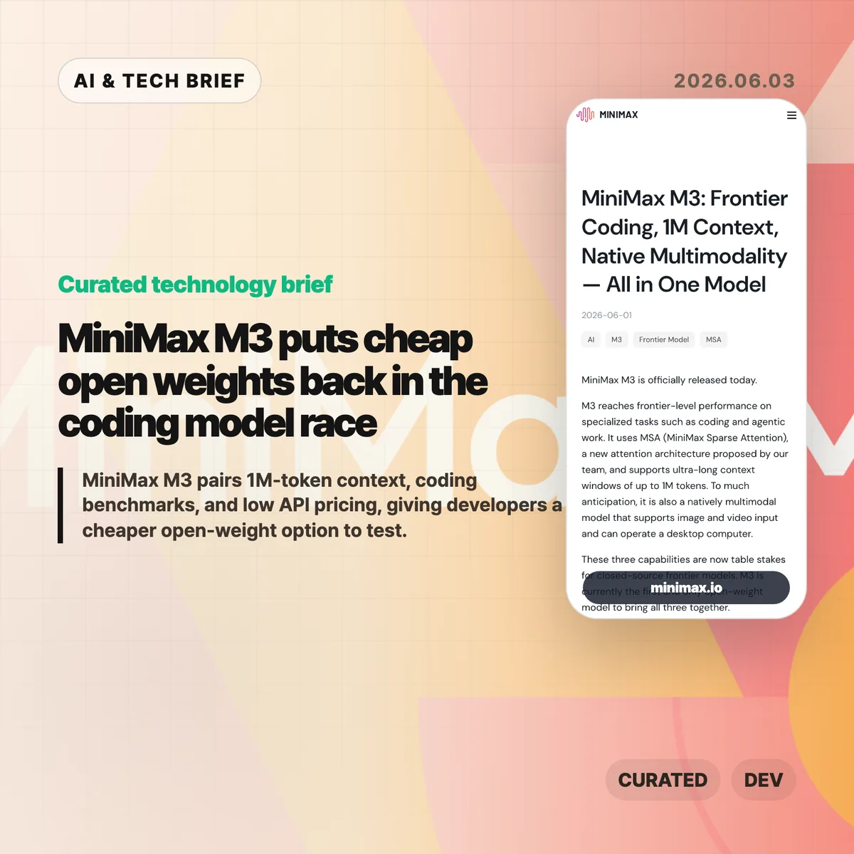 MiniMax M3 puts cheap open weights back in the coding model race