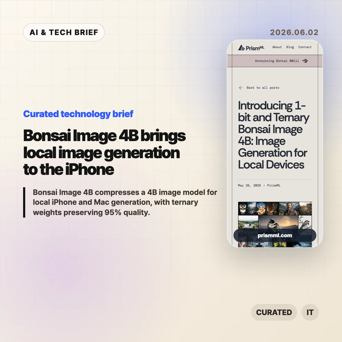 Bonsai Image 4B brings local image generation to the iPhone