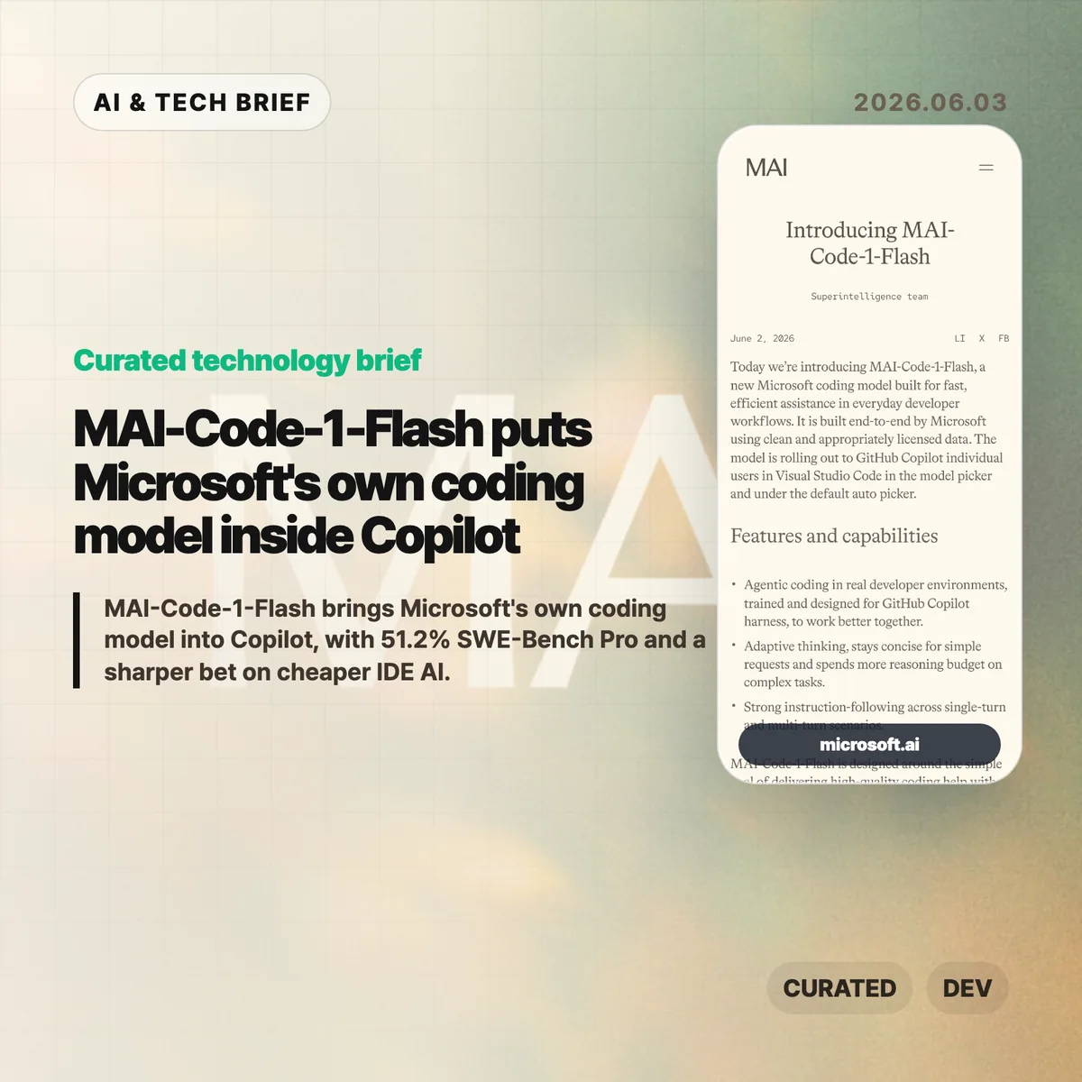 MAI-Code-1-Flash puts Microsoft’s own coding model inside Copilot