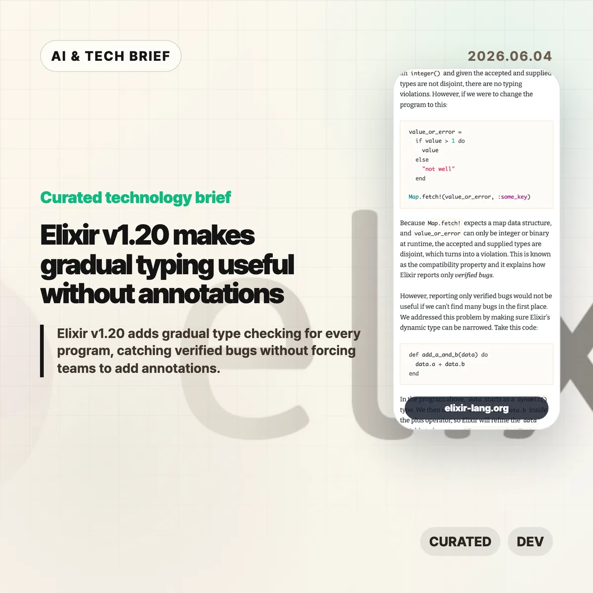 Elixir v1.20 makes gradual typing useful without annotations