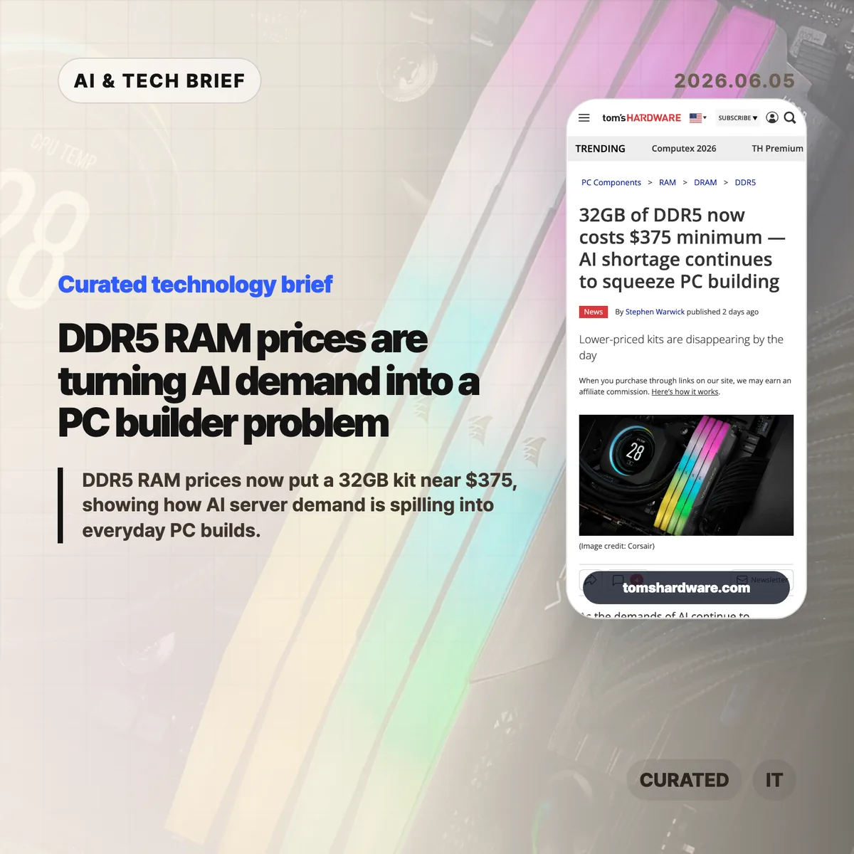 DDR5 RAM prices are turning AI demand into a PC builder problem