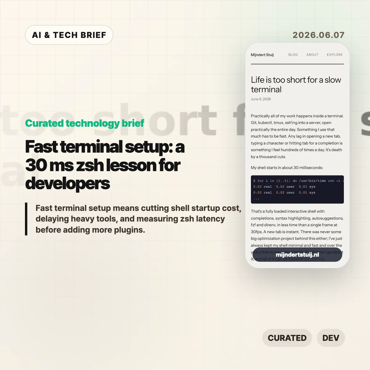 Fast terminal setup: a 30 ms zsh lesson for developers