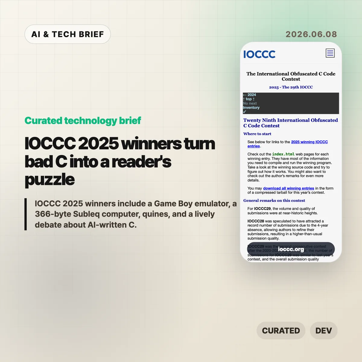 IOCCC 2025 winners turn bad C into a reader’s puzzle