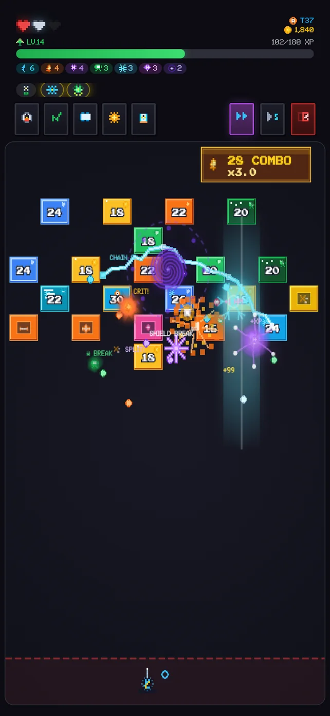 Block Smash survival run with ricocheting balls and stacked blocks