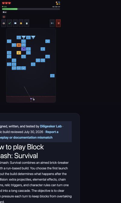 An actual Iron run after ten shots, showing the surviving blocks and launch position