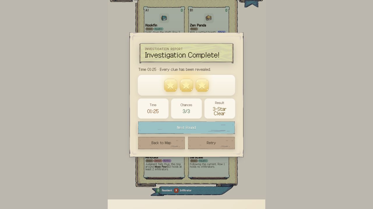 Reedshadow Passage result: 01:25, 8/8 confirmed, 3/3 lives, three stars